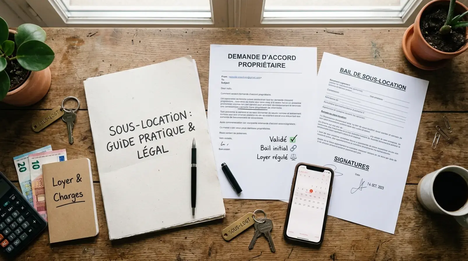 Documents de bail et clés pour sous-louer son appartement légalement