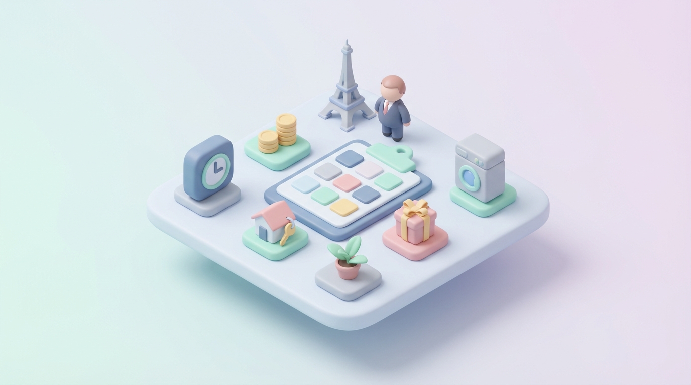 Tableau de calcul de conciergerie au tarif horaire sur ordinateur portable avec feuille de devis et calculatrice