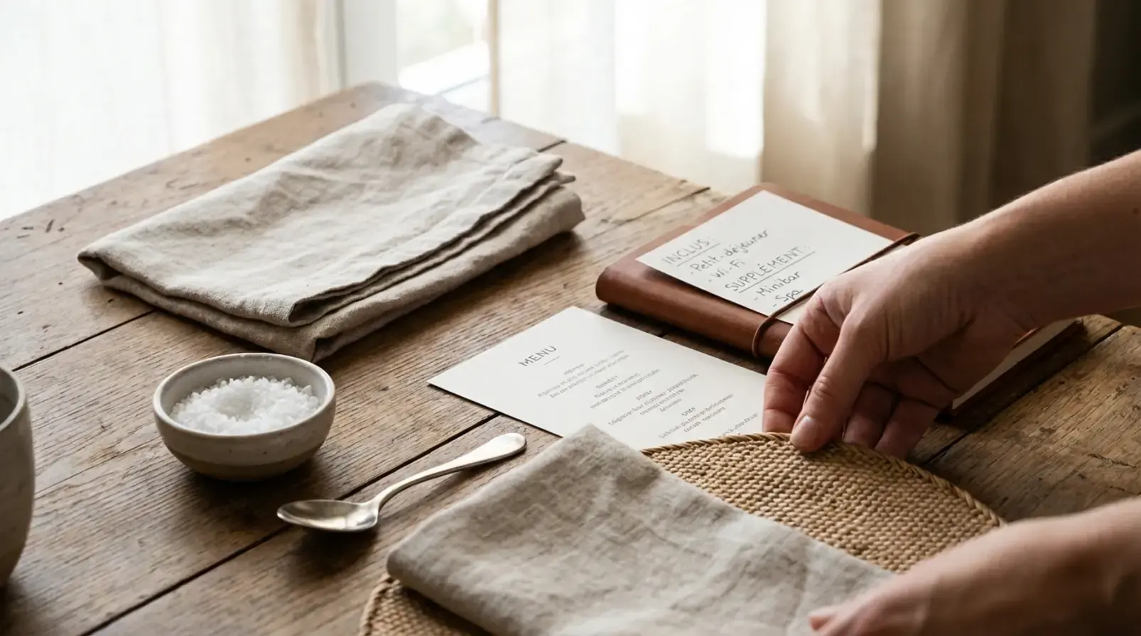 Contrat de prestation conciergerie et facture avec checklists qualité sur bureau