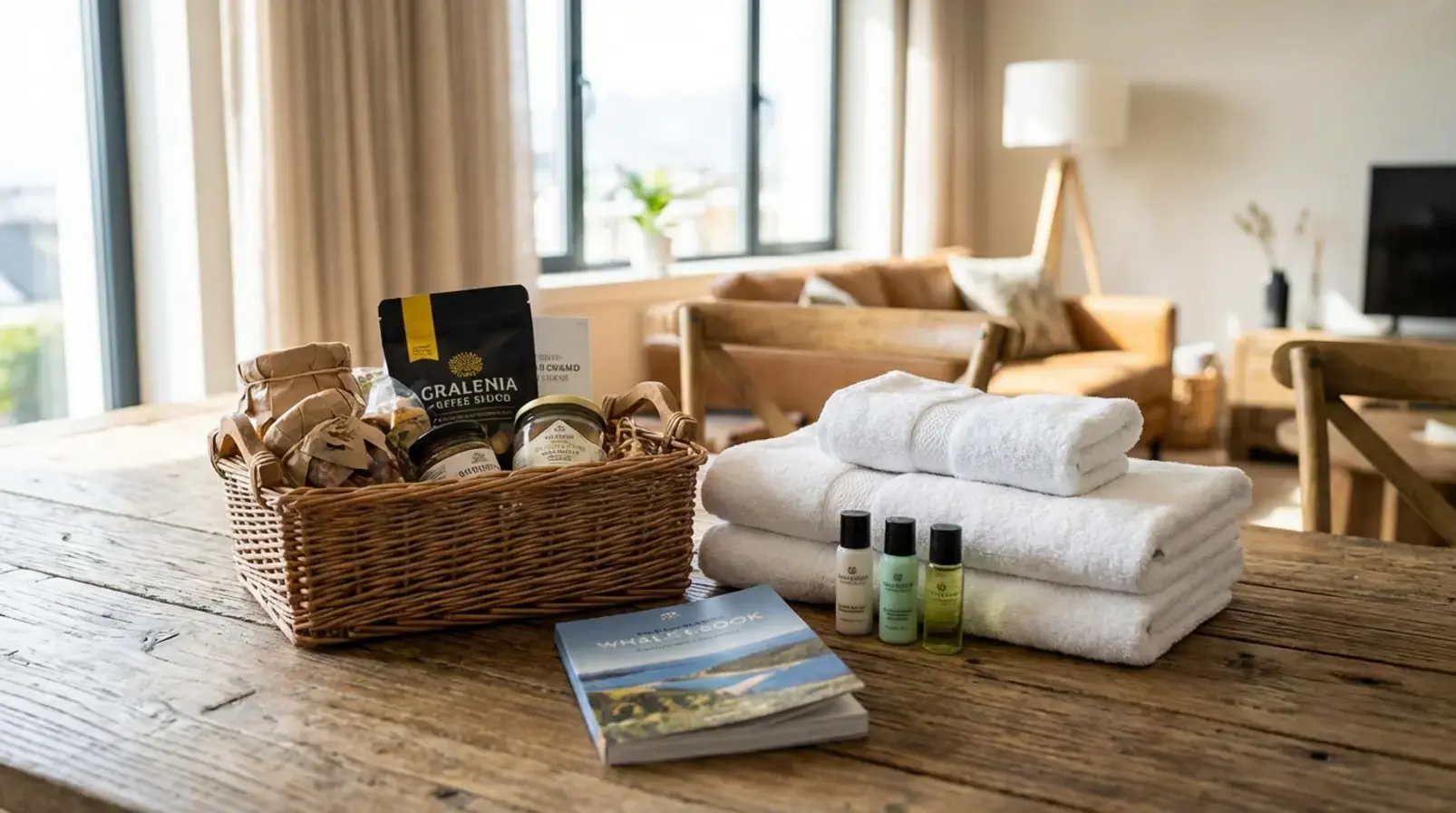 Kit opérationnel conciergerie : clés, boîtier à code, produits ménage et linge plié
