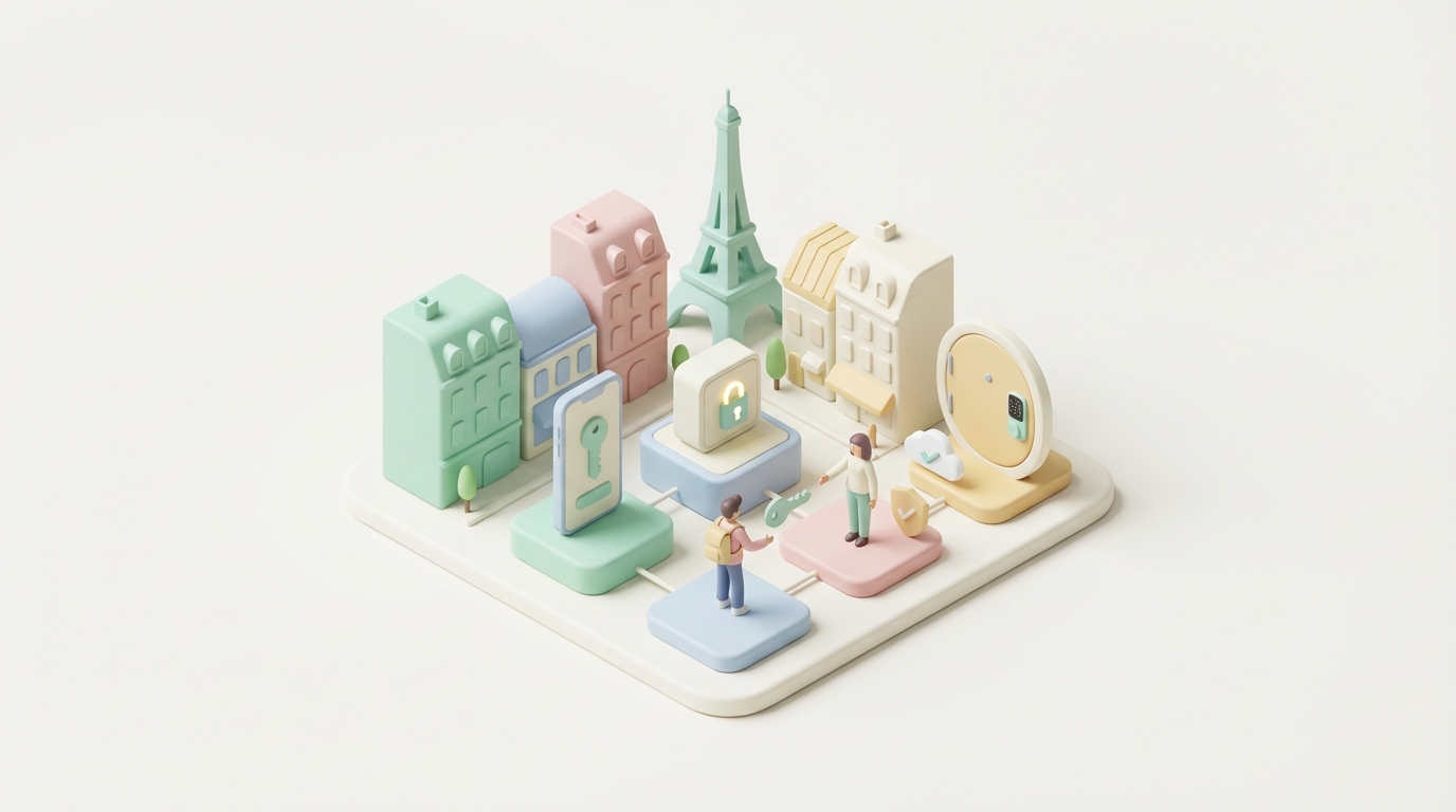 Remise de clés Airbnb lors d’un check-in à la porte d’un appartement