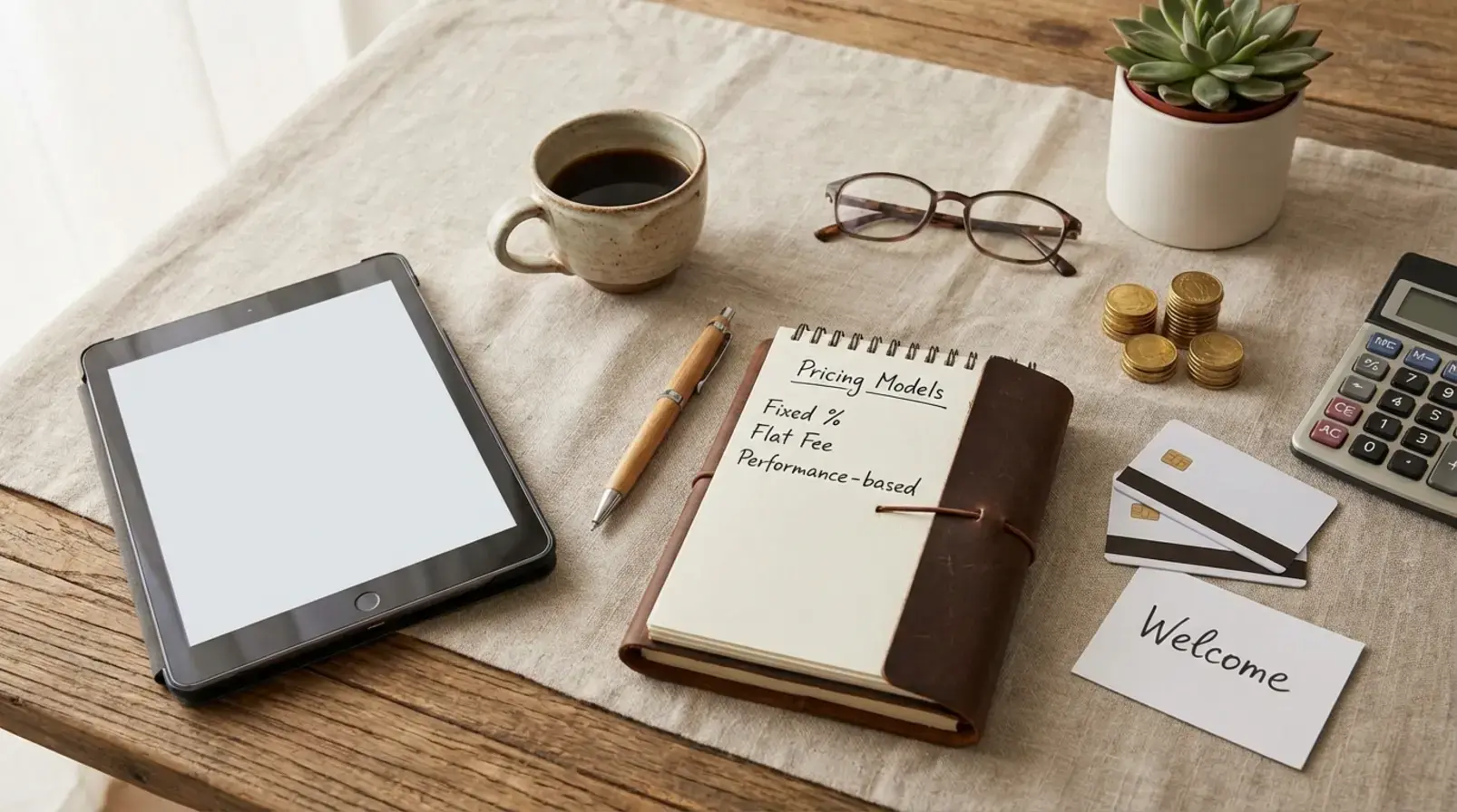 Comparaison des modèles de tarification conciergerie Airbnb sur documents et calculatrice