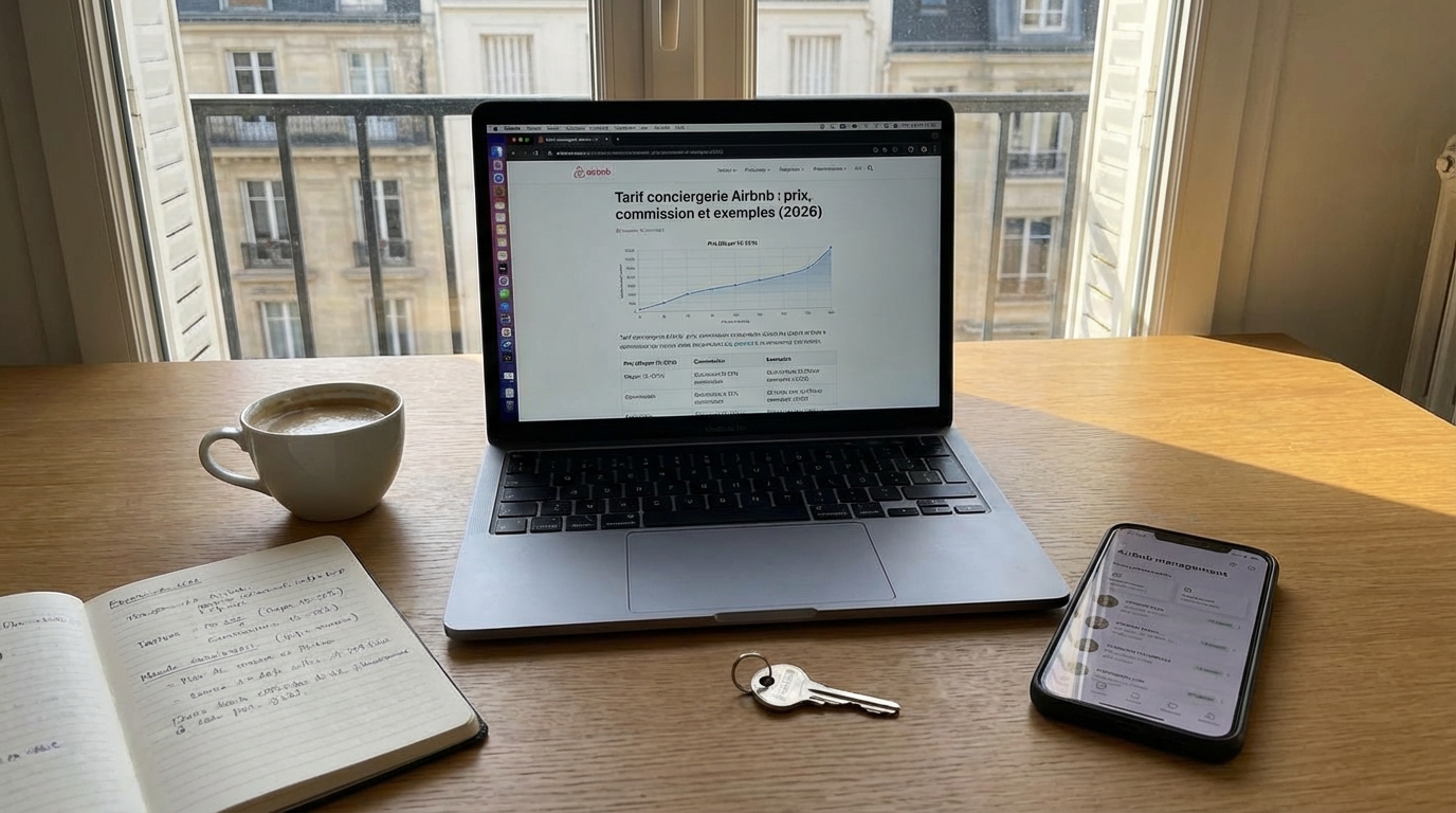 Calcul du tarif d’une conciergerie Airbnb sur tableau de revenus et commissions