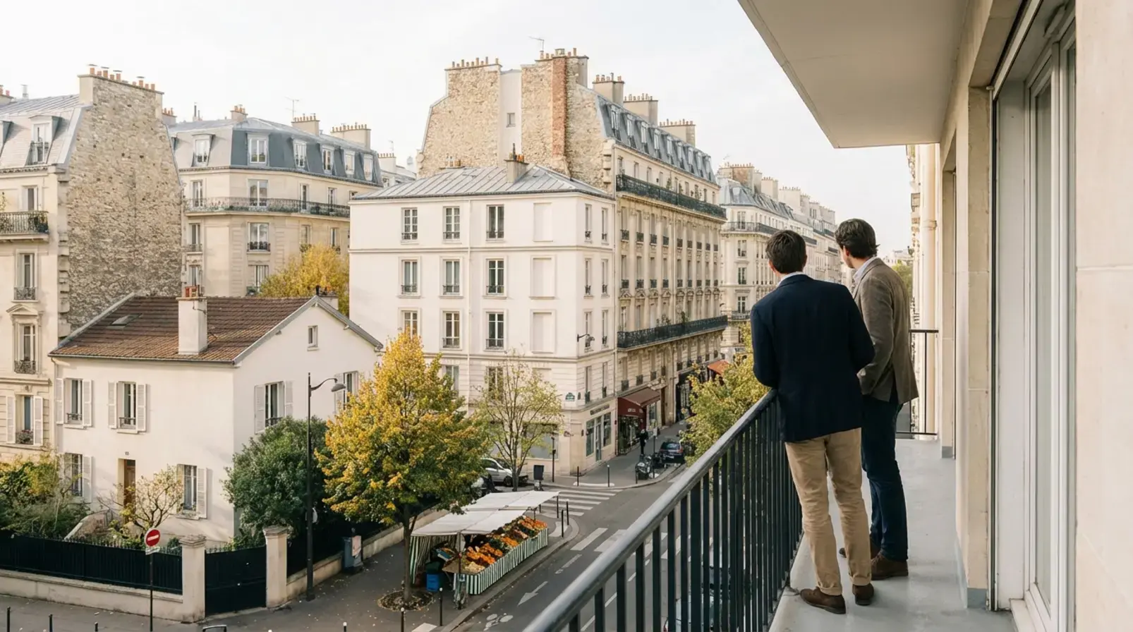 Entrée d’immeuble parisien avec interphone et digicode, contexte de gestion locative courte durée