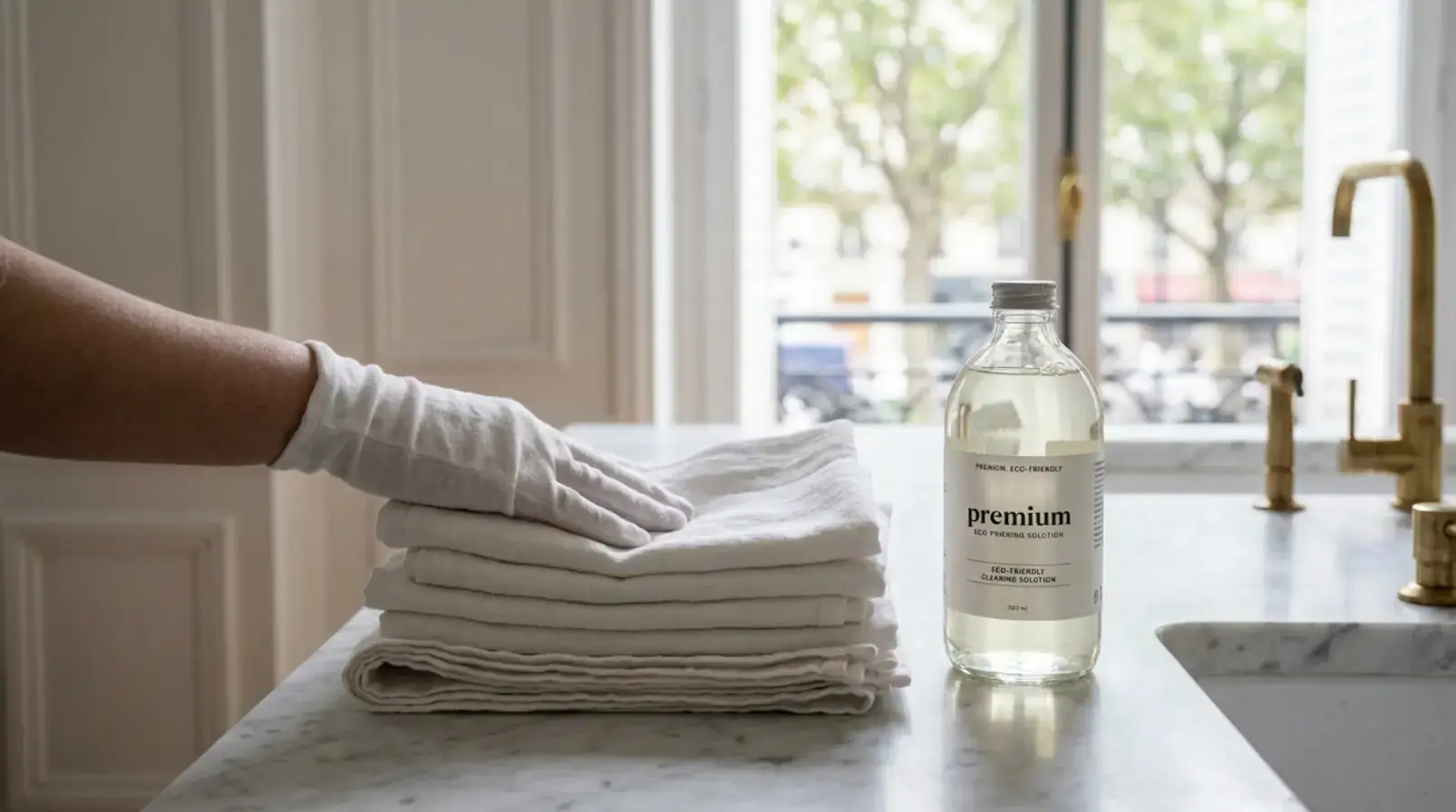 Intervention ménage entre deux séjours avec trousseau de clés et matériel de rotation